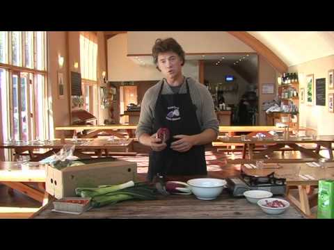 Guy demonstrates how to use radicchio