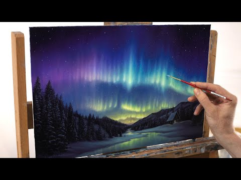 Acrylic/Oil Painting Time-lapse | Aurora Borealis