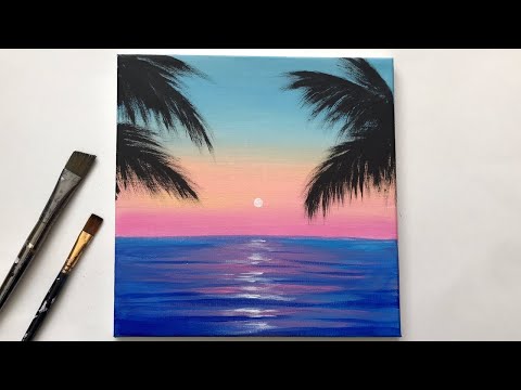 Acrylic Painting for Beginners on Canvas | Calm Sunset | Acrylic Painting Easy Step by Step