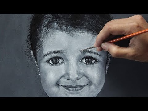 Acrylic Portrait Painting | Black & White | Portrait of a cute girl | 2018