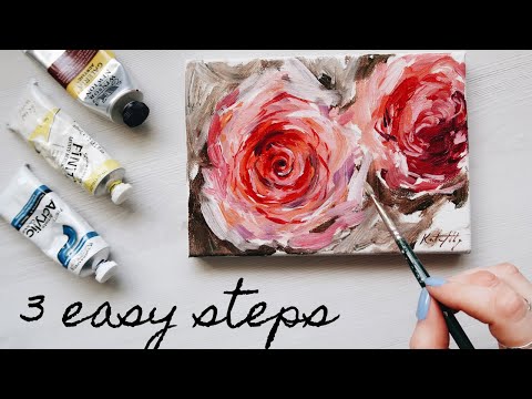 How to Paint a Rose Acrylics ??3 Easy Steps